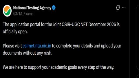 CSIR UGC NET December 2026 Registration Begins